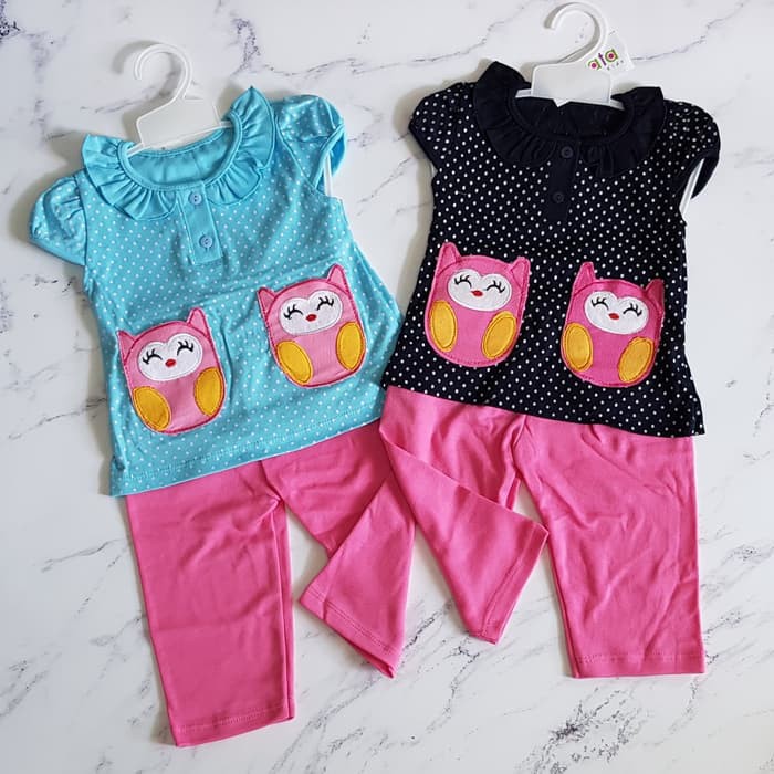 baju setelan anak bayi - owl