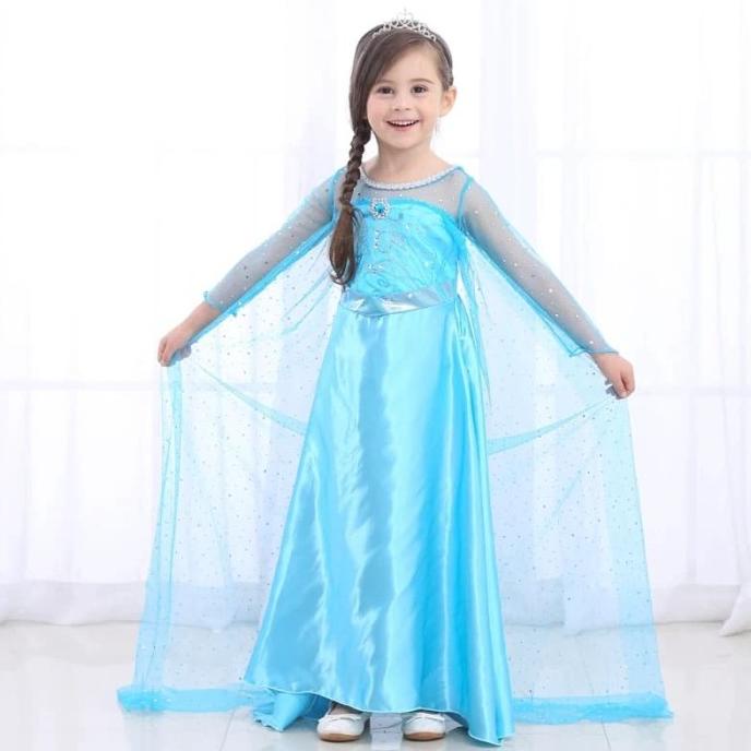 Baju Elsa Frozen Anak / Baju Elsa Frozen Biru Glamour Princess CG23