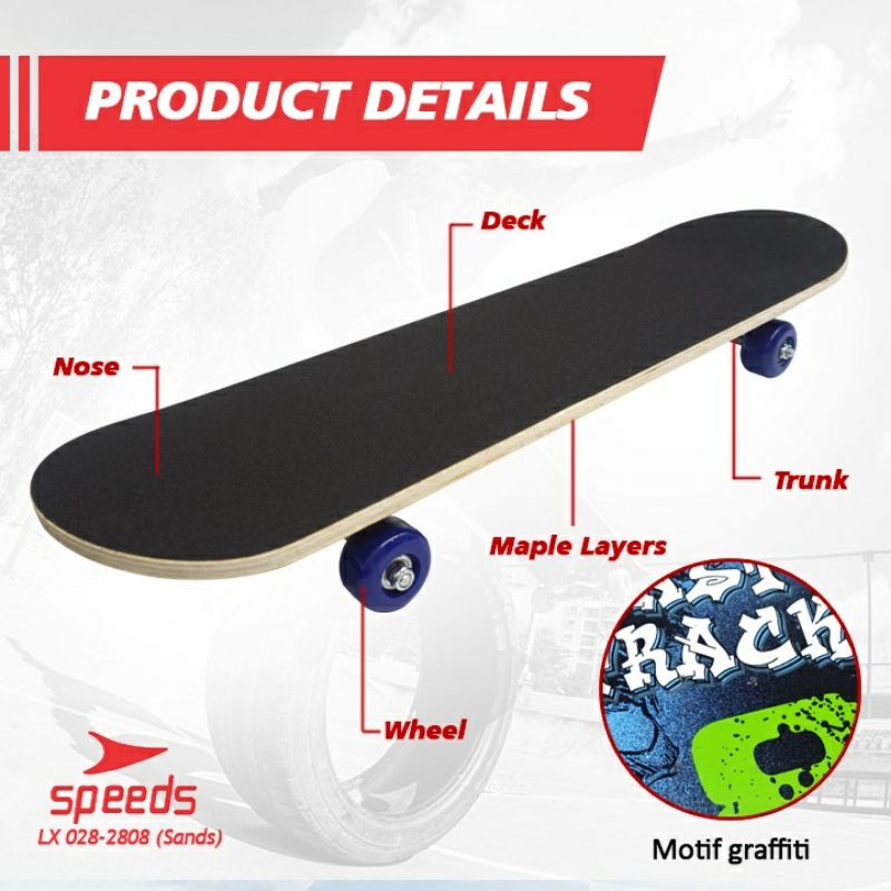 SKATEBOARD FULLSET DEWASA MOTIF KEREN/SKATEBOARD GRIPTAPE ALAS PASIR KAYU STYLE HITS/SKATEBOARD PAPAN UKURAN L