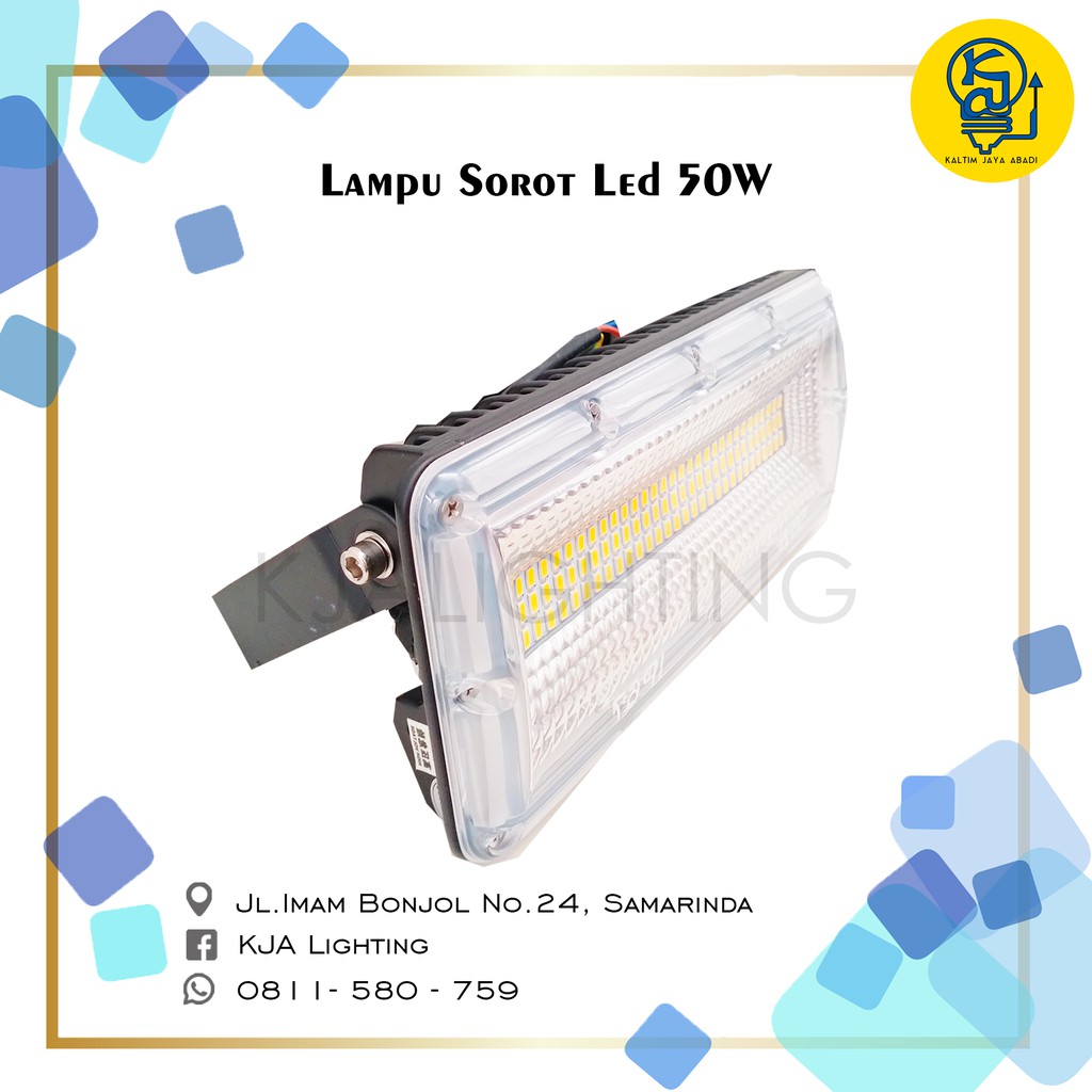 LAMPU SOROT LED FLOOD LIGHT 50W CAHAYA PUTIH IP65 OUTDOOR