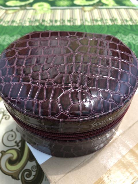 Kotak Emas Tempat Perhiasan & Aksesoris - Traveller Jewelry Box Maroon Croco