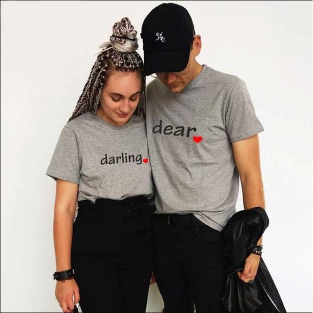 Diskon KAOS COUPLE JUMBO KOMBINASI DEAR &amp; DARLING M - 5XL / T-SHIRT PASANGAN BIG SIZE / PRIA WANITA