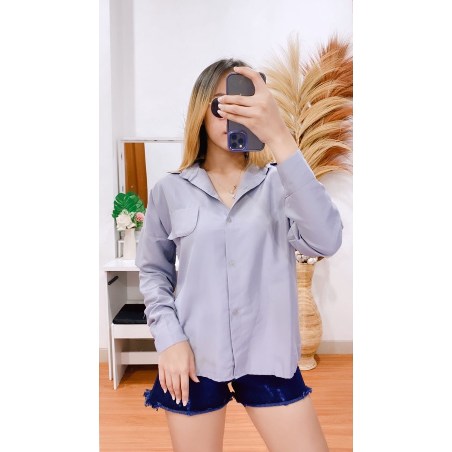 RX FASHION - KEM EMMA / KEM KESIA - FASHION KEMEJA WANITA - 1R-abu