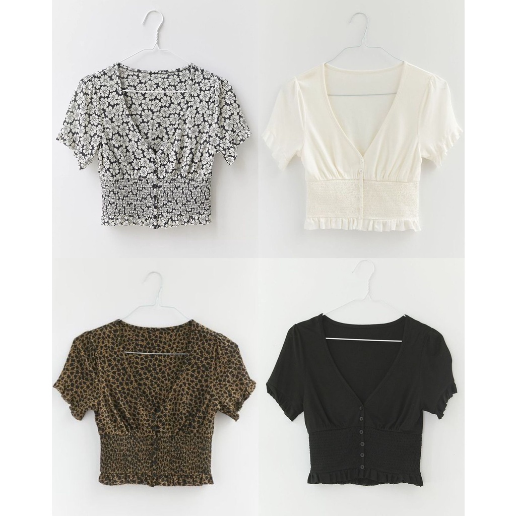 Urban Outfitters Benneth Button Down Crop Top