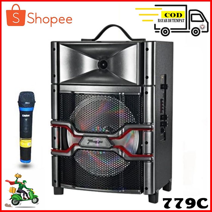 GMC TECKYO 779C Speaker Portable/Pengeras Suara Portable Free 1 Mic BLUETOOTH USB