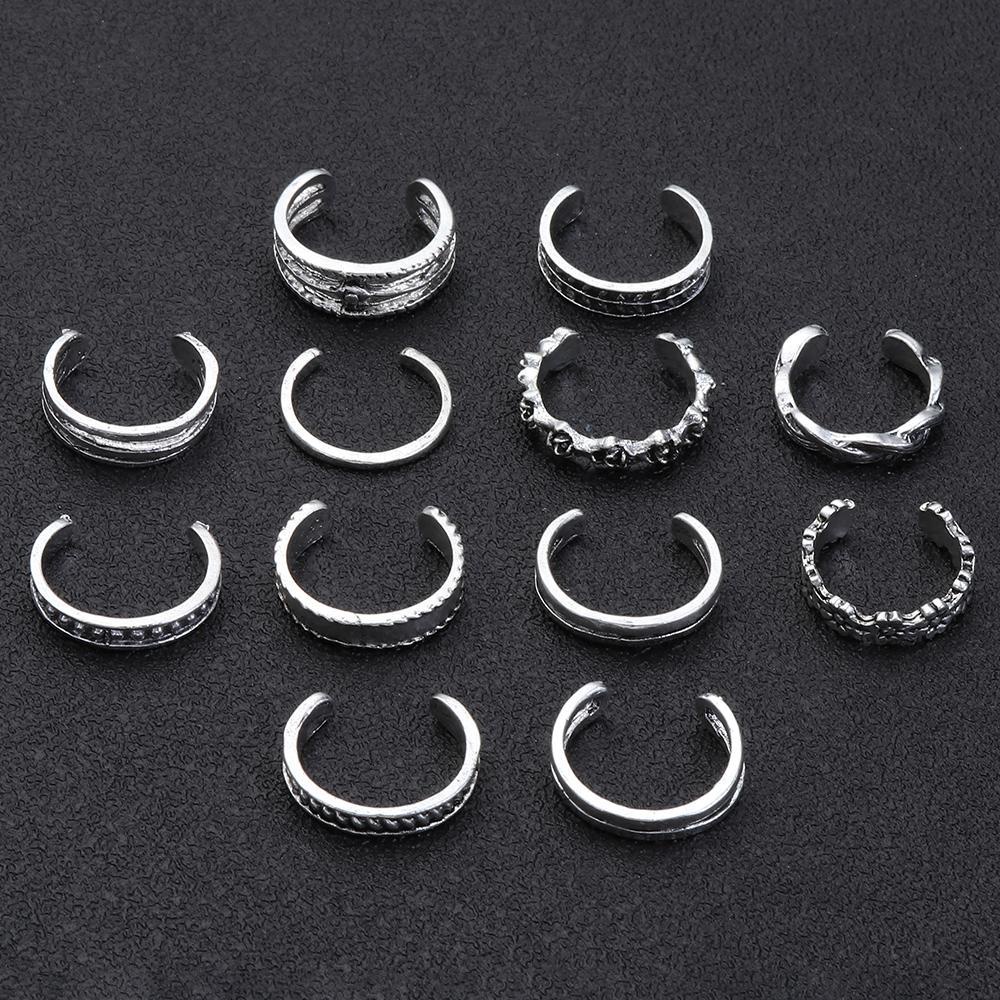 12pcs / SET Cincin Jari Kaki Model Terbuka Untuk Pantai