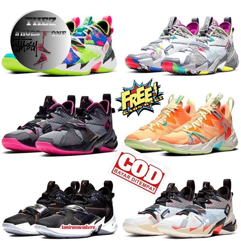 SEPATU BASKET PRIA NIKE JORDAN WHY NOT ZERO 3 WHITE BLACK RED GOLD GREY MINT PREMIUM  Thez_Shoesone