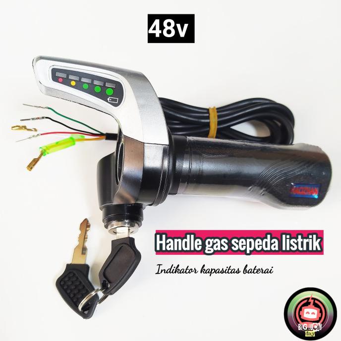 Open Ds] Handle Gas Sepeda Listrik 48V Universal Indikator Baterai Kabel Gas