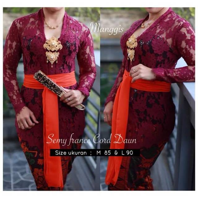 Kebaya Brokat Semi France Cord Daun