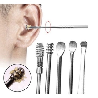 Image of Pembersih Telinga Korek Kuping Stainless Steel / Alat Korek Kuping Telinga Pembersih Kotoran / Ear Wax Stainless Steel / Stainless Steel Ear Wax Removal / Telinga Korek Kuping Spiral / Perawatan Peralatan Korek Kuping Set 5 Pcs