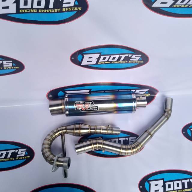 Knalpot Racing R9 Half Blue Fulset Untuk Montor KLX