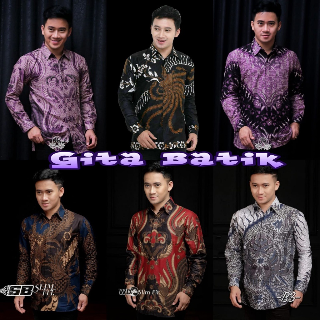 Batik Pria Lengan Panjang Gus Azmi BATIK AZMIL HRB026 motif KERATONAN Kode 002 size M L XL XXL Regul