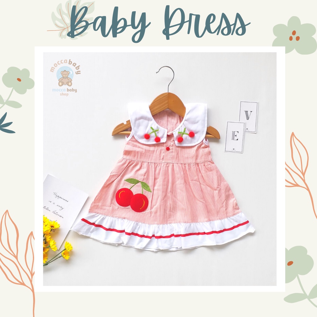 MBSS - QIU2 CHERRY Dress Bayi (0-12bulan) Baju Bayi Perempuan Baju Rok Terusan Bayi