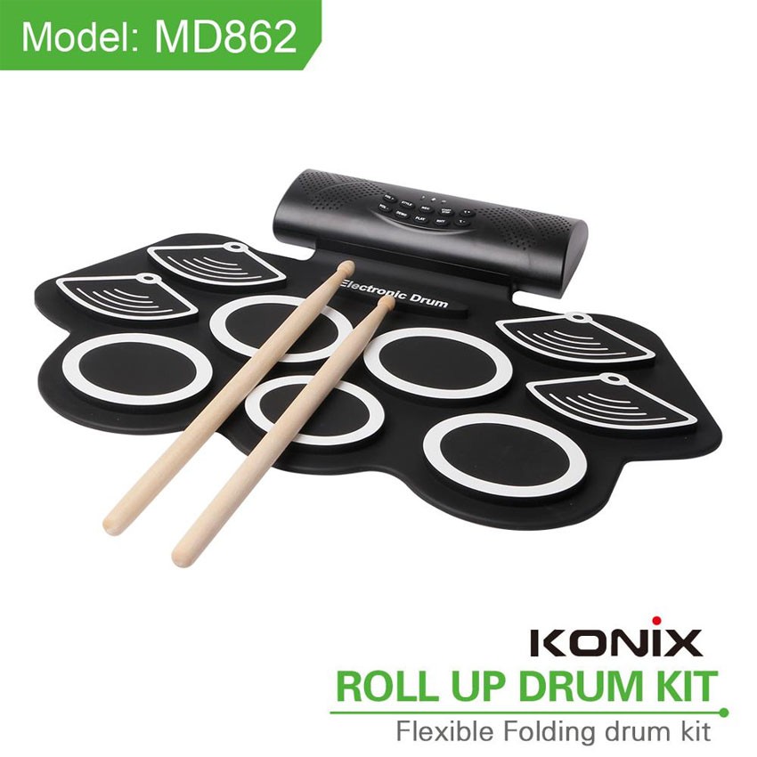 MD862 Roll Up Drum Elektrik Portable 9 Pads Built In Speaker w CD Set