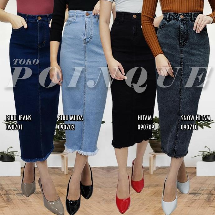 Rok Jeans Rawis / Rok Jeans Denim Rawis / Rok Span Jeans Denim Wanita