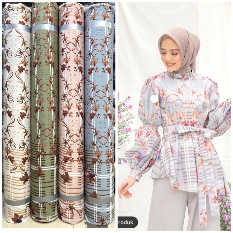 Kain silk copy motif wearing klamby | kain seragaman | bahan gamis
