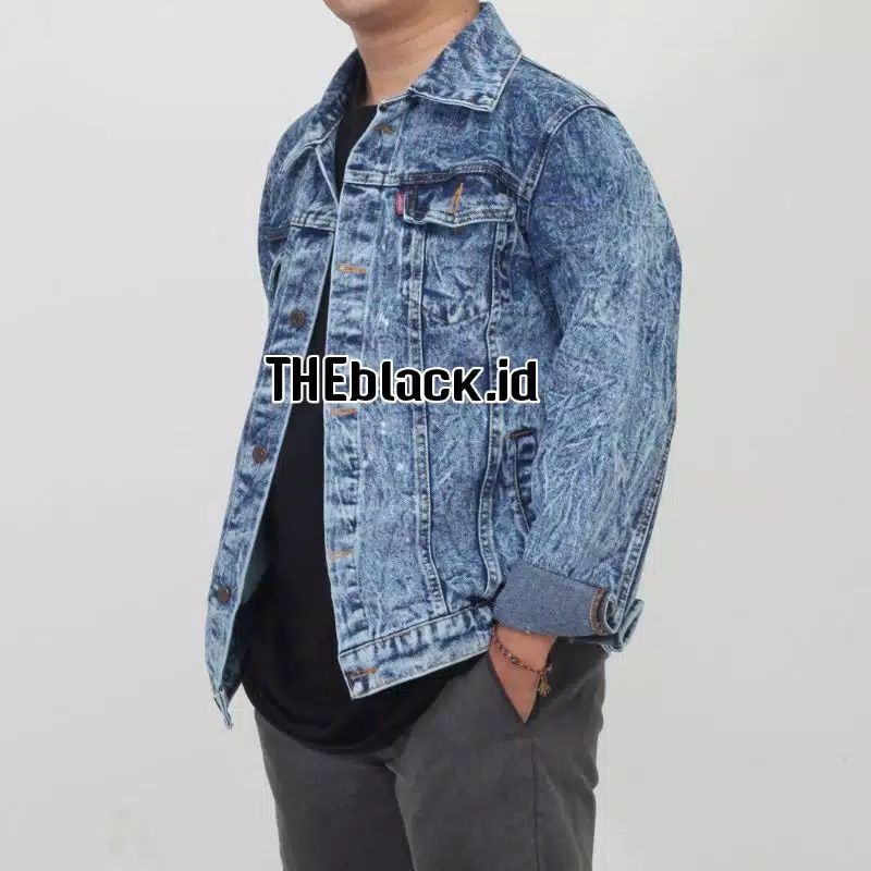 JAKET JEANS PRIA & JAKET PRIA & JAKET COWOK & JAKET DENNIM PRIA & JAKET JEANS & COD-Snow blue