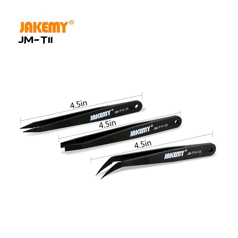 Jakemy JM-T11 3 in 1 Professional Anti-static Pinset Tweezers Kit Repair Tool