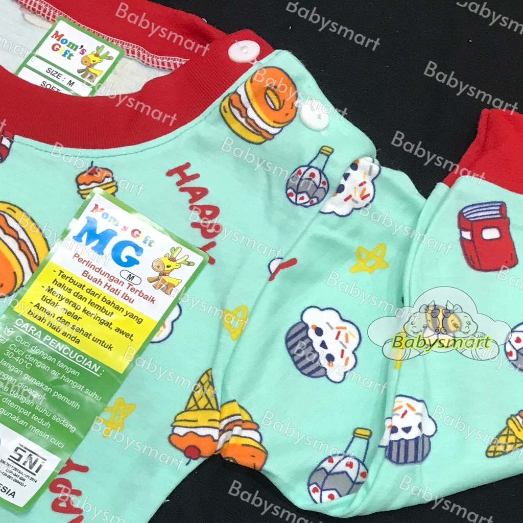 Babysmart - Setelan PANJANG Anak/Bayi FULL PRINT Motif CAKE STL-P01 MOM'S GIFT SNI Bahan 100% Katun DK PREMIUM Size S - XL