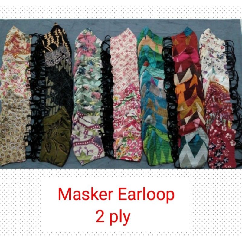 Masker kain BATIK Earloop Headloop Hijab Duckbill 2ply Souvenir Masker Batik SOLO