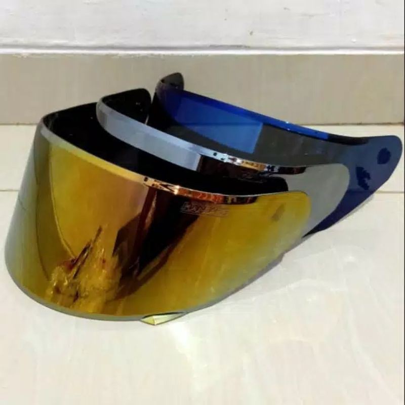 Flat visor nhk GP1000 iridium blue kaca helm nhk gp1000 + blue + silver + gold + hitam + clear