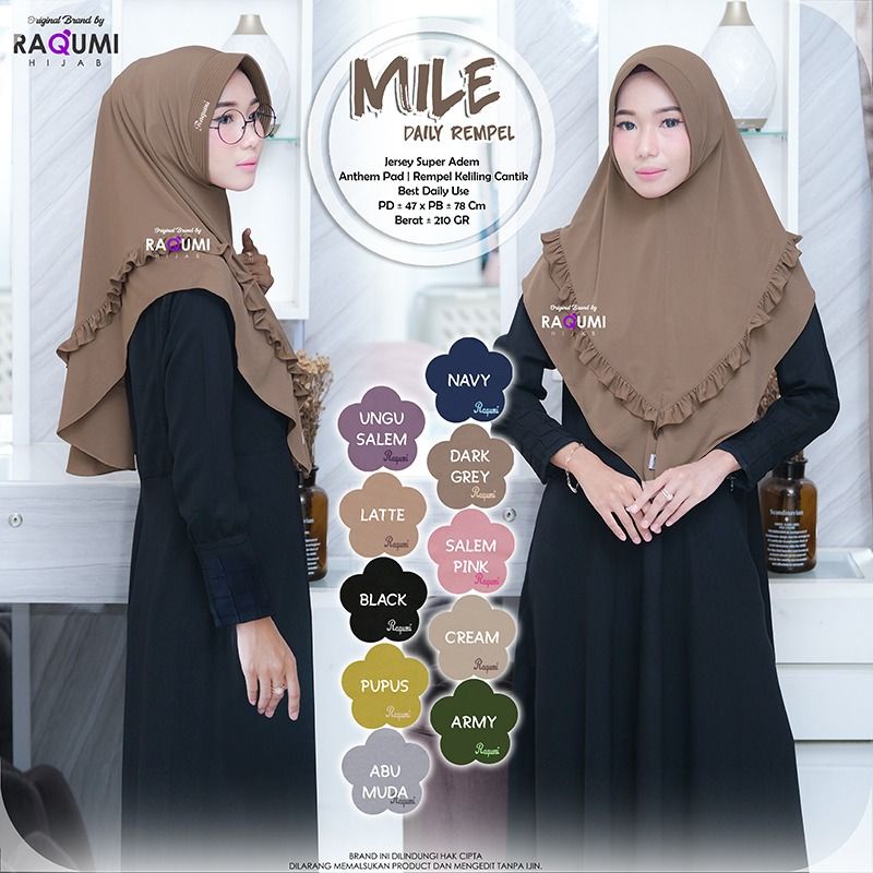 MILE DAILY RAMPEL RAQUMI ORIGINAL | JILBAB RUMAHAN | JILBAB JERSEY RAQUMI | JILBAB NEW RAQUMI