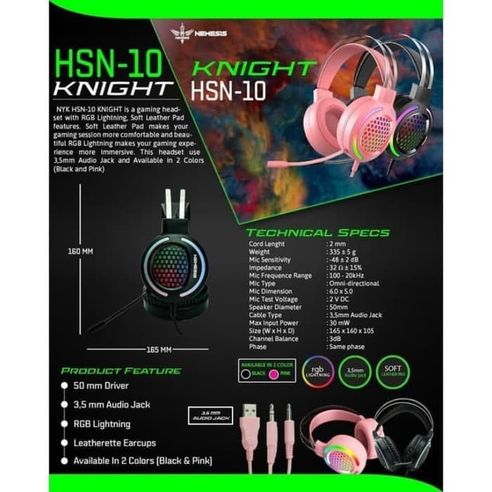 Headset Gaming NYK Nemesis Knight HS-N10 RGB