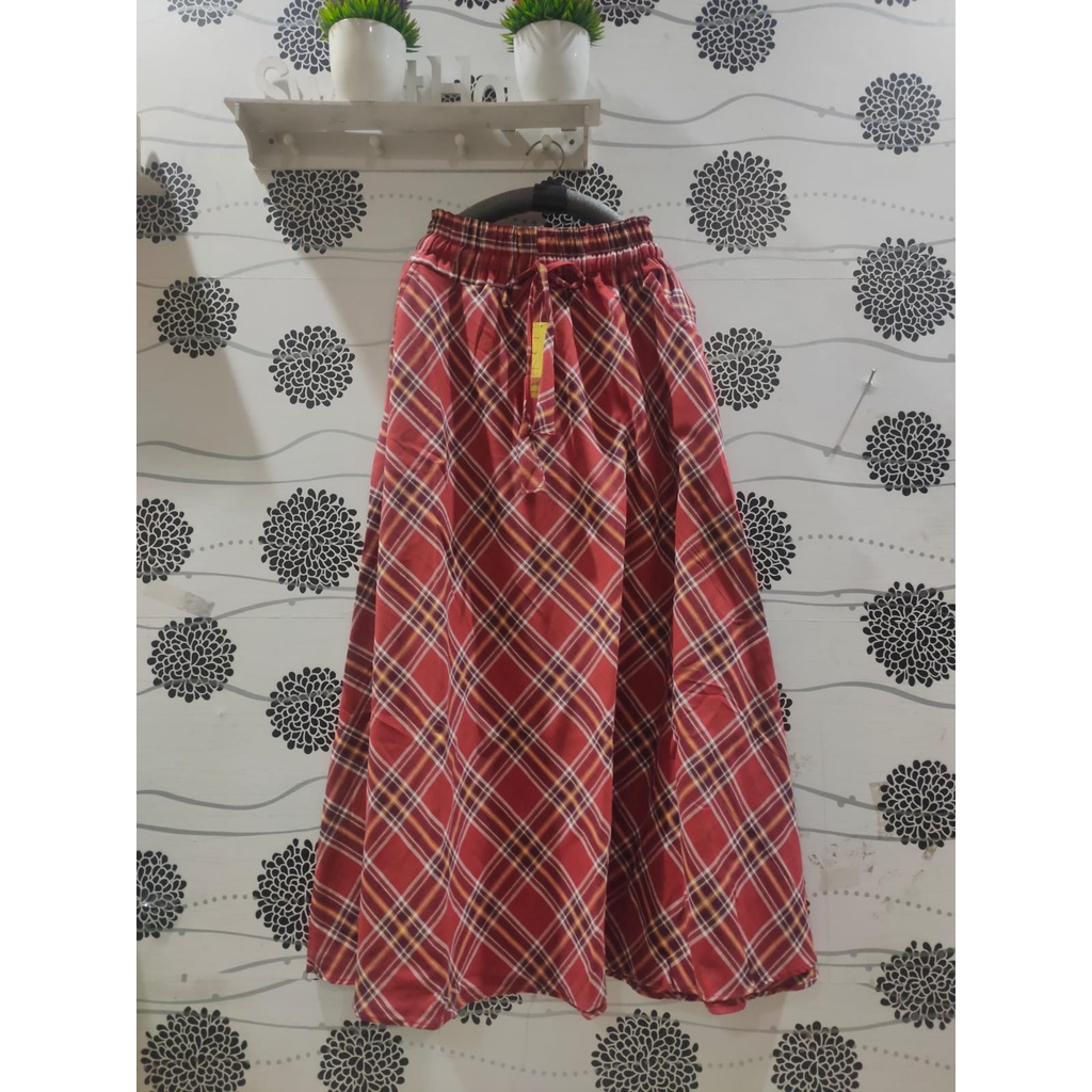 ROK FLANEL IMPORT PANJANG/ROK TARTAN/ROK KOTAK PAYUNG-N