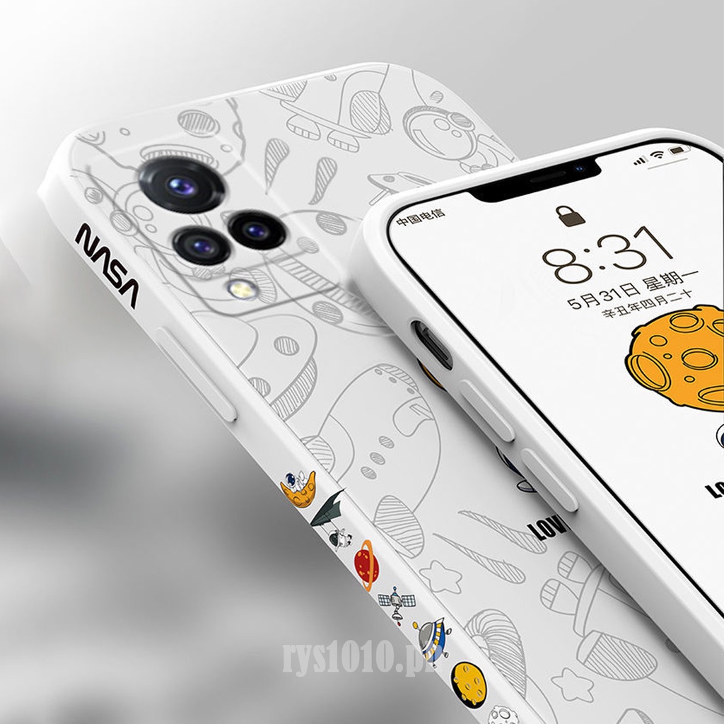 Astronaut case Vivo Y11 Y12 Y15 Y17 Y19 Y30 Y95 Y93 Y91C Y91 Y50 Y7S Y1S S1 V15  Z1 Pro V15 PRO Y21 V21 Y52S lembut TPU shockproof pelindung penutup dengan lanyard case-6