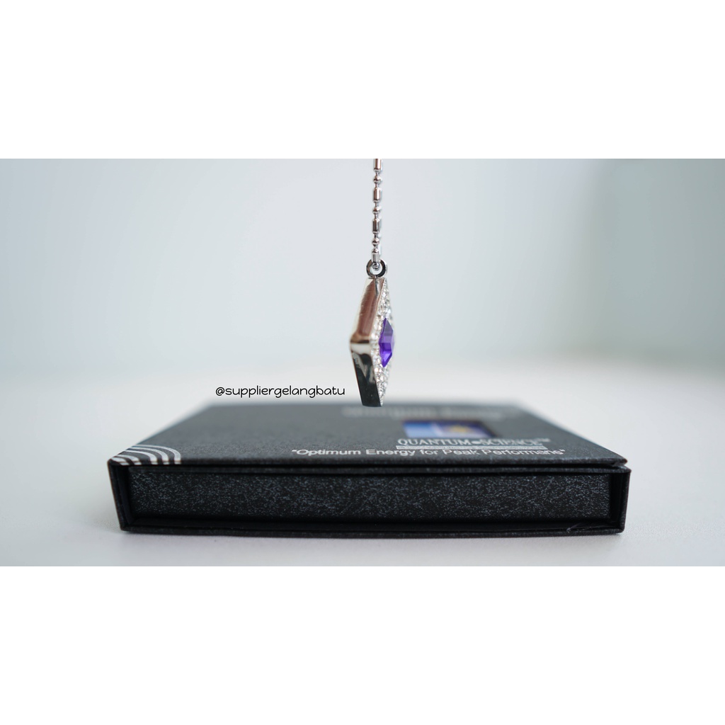 kotak swarovski ungu safir Kalung quantum Pendant purple diamond onyx