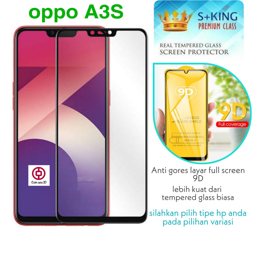 [FULL SCREEN] OPPO A3S REALME 2 - Tempred/Tempered Glass PREMIUM 9D Screen protector/anti gores