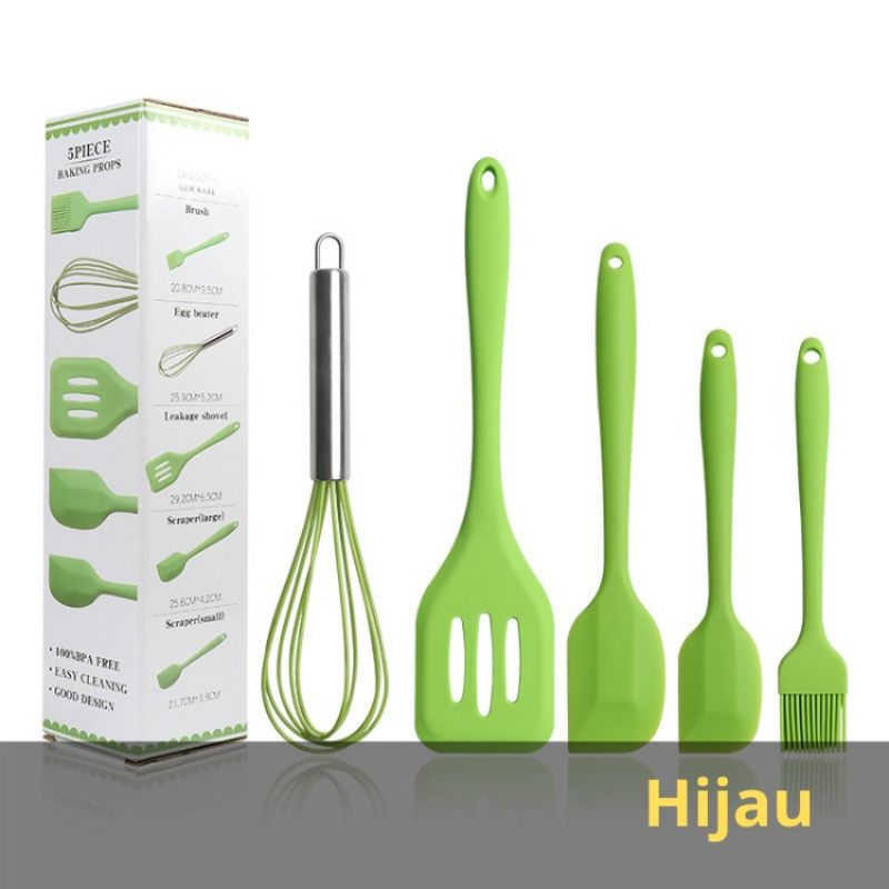 Silikon Spatula Silicone Sodet Alat Masak Set 5pcs Spatula Steak Clip Set-1