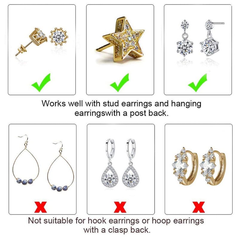 SIY  Earring Stoppers for Studs Earring Lifters Backs Enables Earring To Rest On Ear Earring Lifters Backs Lightweight