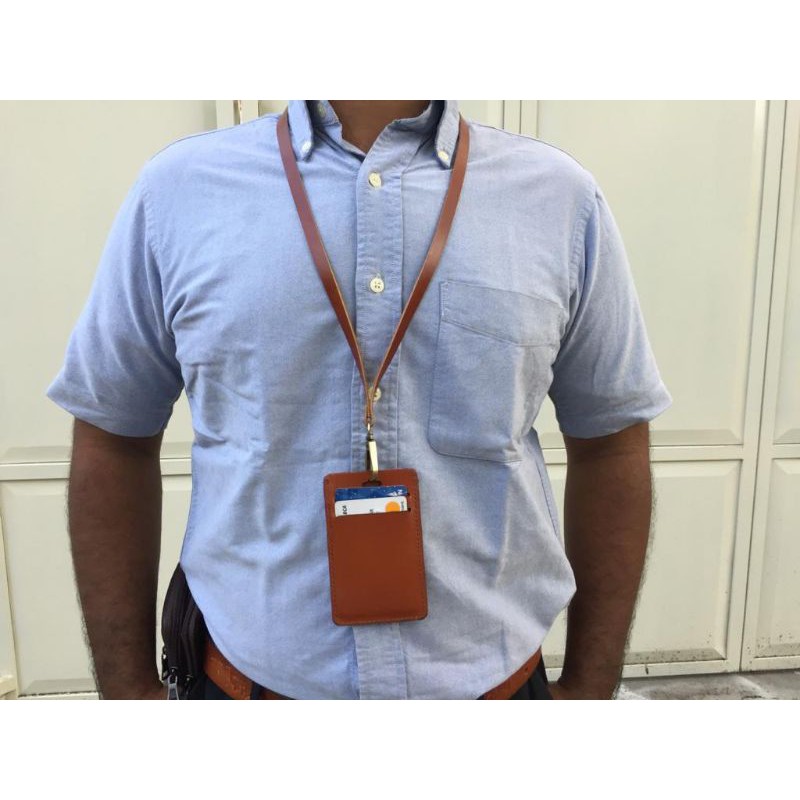 Name Tag Kalung/ID Card Full Kulit Sapi Asli