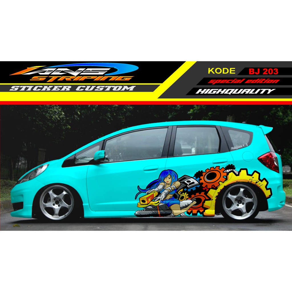 STRIPING SAMPING HONDA JAZZ, STICKER MOBIL JAZZ, STICKER MOBIL