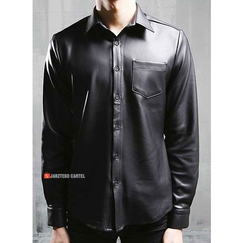 JNK x IGOR - Kemeja Pria Bahan Kulit Sintetis Viena Casual Formal Men Saku Pocket Faux Synthetic Leather Kameja Blazer Shirt Jaket Cowok Cewek Wanita Unisex Acara Kasual Pesta Kerja Kantor Dinas Nikahan Lamaran Undangan Gereja Mesjid Distro Import Elegan