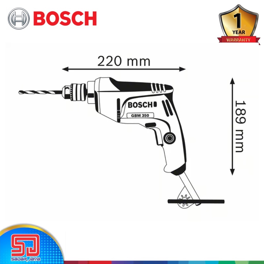 Bosch Mesin Bor Listrik Drill GBM 350 Putaran 2 Arah Kayu Besi Aluminium