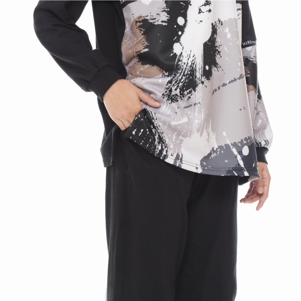 Setelan Olahraga Terbaru Wanita Jumbo Muslimah Kekinian Gowes Senam Joging-Laura Hitam