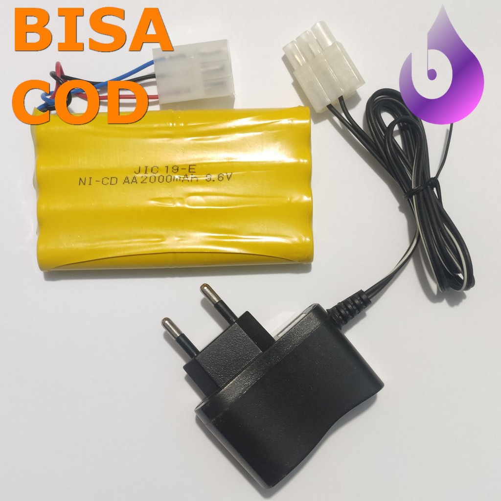 Paket Baterai NiCd RC AA 2000mAh 9.6V Model 3 Socket Putih isi 8