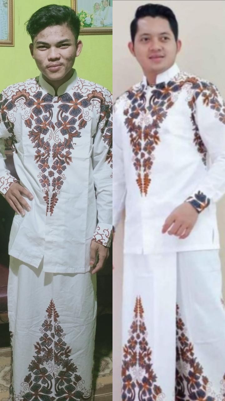 Stelan Clana Sarung Dan Koko Batik Solo Modern Lengan Panjang Dan Pendek Ahwan Putih