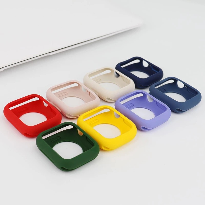 Soft Case Pelindung Bahan Silikon Untuk Apple Watch 7 6 SE 5 4 3 2 Seri 45MM 44MM 42MM 41MM 40MM 38MM