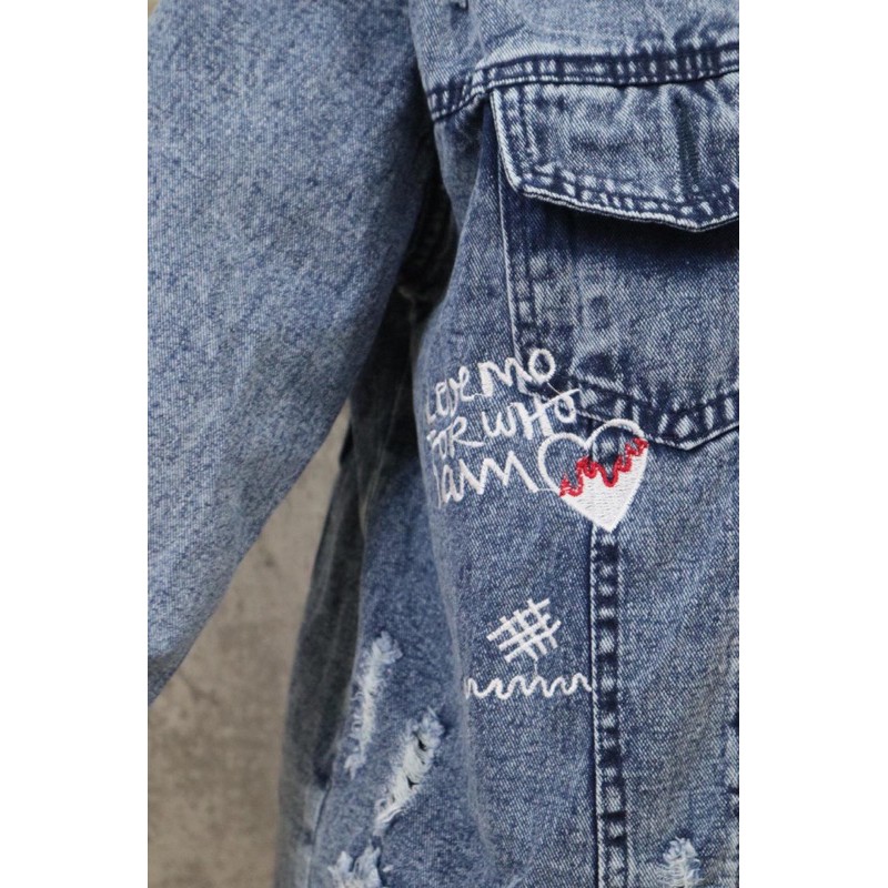 Jacket Jeans Qoutes Oversize