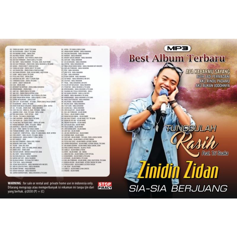 Jual Kaset VCD Musik Lagu Mp3 POP Best Album Terbaru Zinidin Zidan