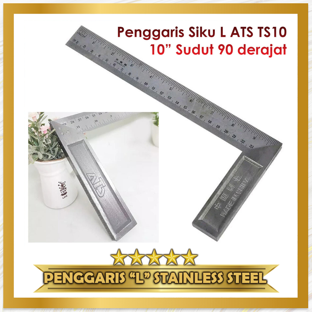 

Penggaris Siku Tukang 10 Inchi Garisan L 90 Derajat 25 Cm Bahan Besi PS