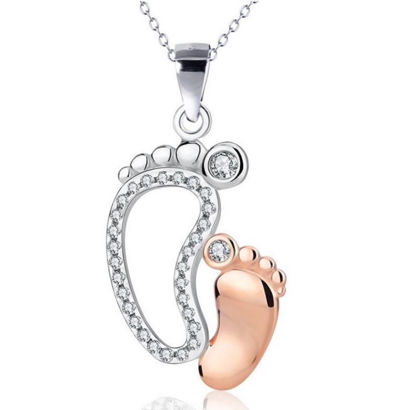 SEUSUK Fashion Jewelry Big Feet and Little Feet Pendant Mother's Day Affection Necklace Holiday Gift