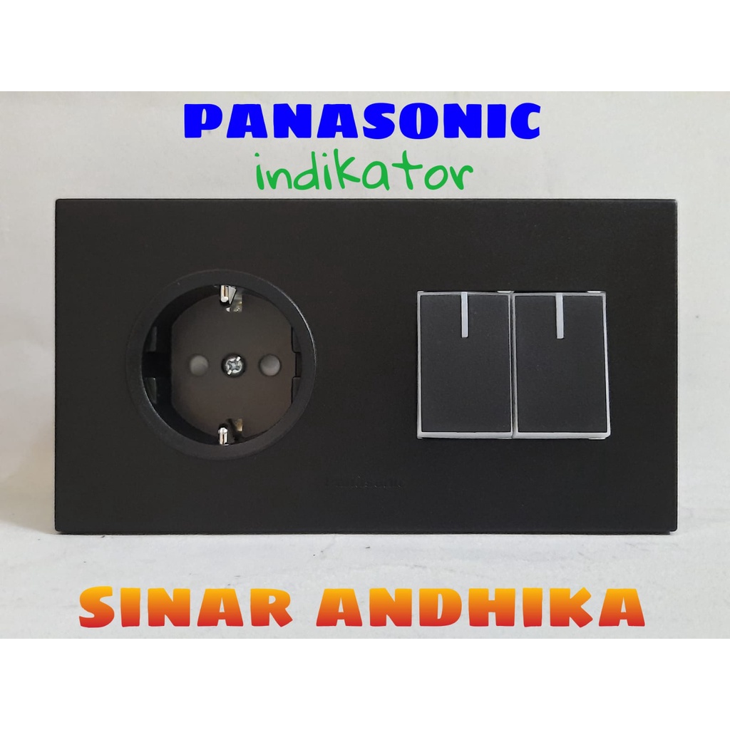 STOP KONTAK + SAKLAR SERI KECIL INDIKATOR HITAM PANASONIC WESJP 11212B+WESJ 5571B