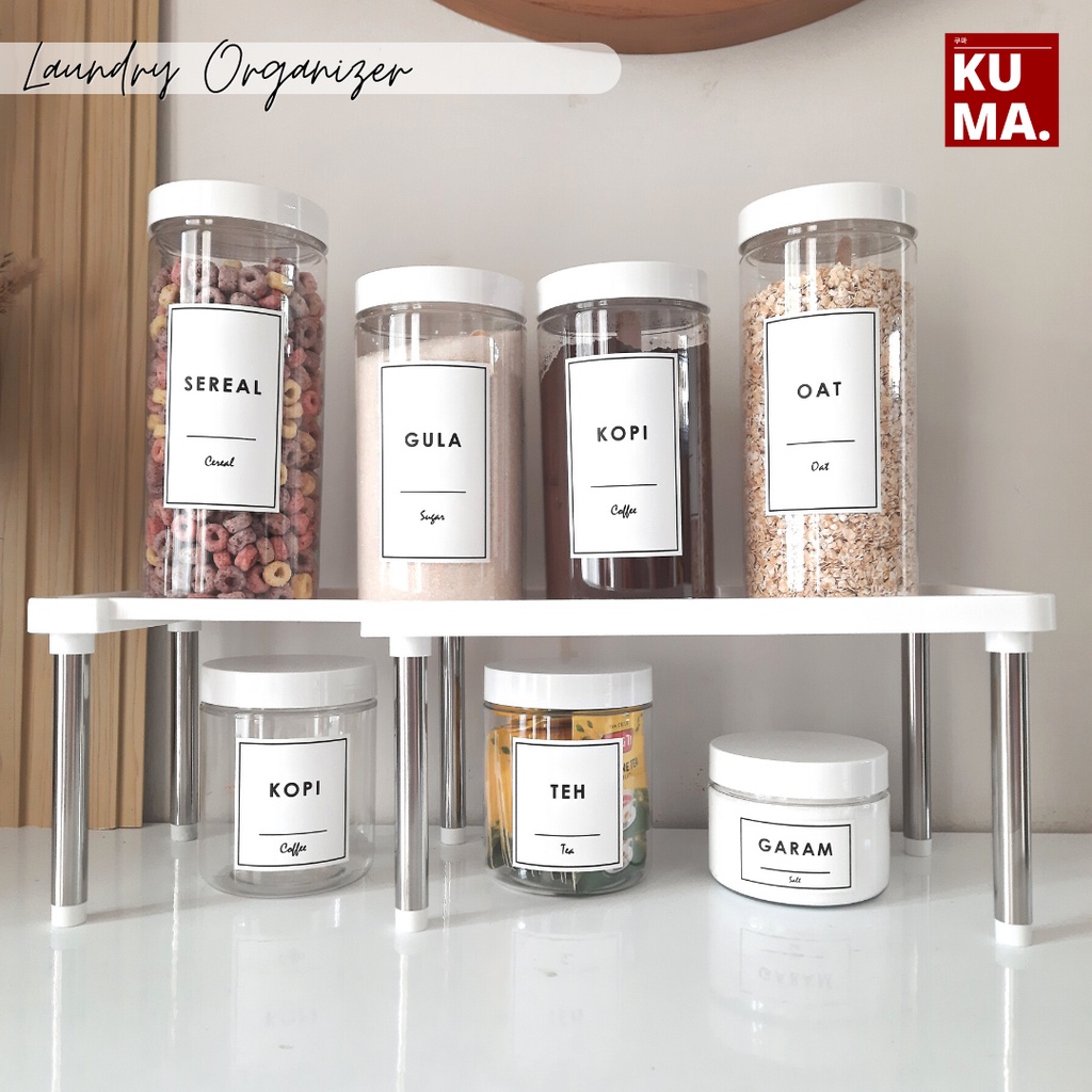 Toples 350ml TUTUP PUTIH Bahan Plastik PET Toples Bening Tepung Gula Kopi Aesthetic Toples Dapur Minimalis Dengan Label Anti Air