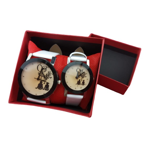 1 Pasang ROMANTIC KHAKI Jam Tangan Couple Korean Style Fashion Watch Cowo Cewe Kulit Pasangan