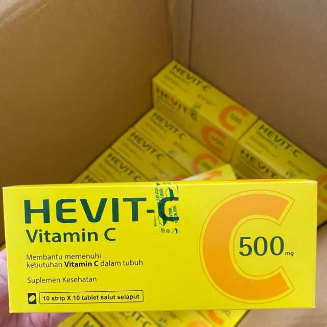 1 Strip 10 Tablet Hevit C Vitamin C 500mg Murah Multivitamin dan Suplemen Kesehatan