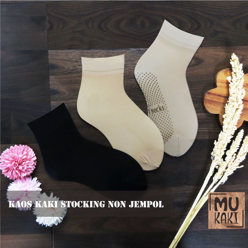 Kaos Kaki Stocking Polos dan Anti Slip Wanita Mukaki